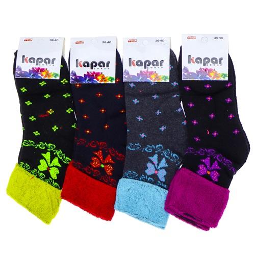 Kapar Bayan Kıvrık Desenli Havlu Patık Çorap