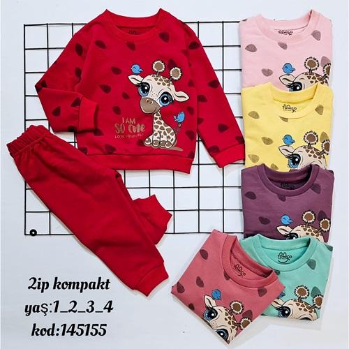Erenbey Kız Çocuk 119 Zürafa Baskılı Takım 1-4 Yaş