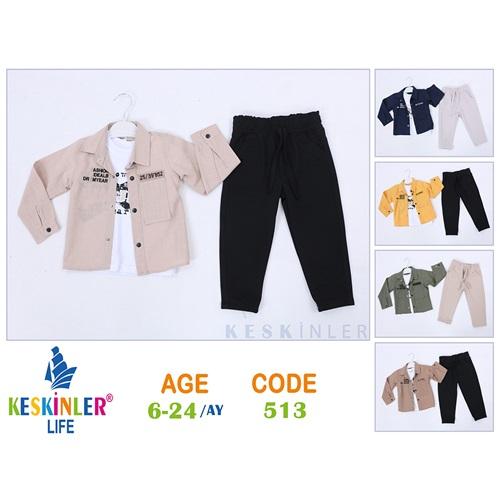 Keskinler Life 513 Erkek Çocuk Fashıon Nakışlı 3 lü Takım 6-24 Ay