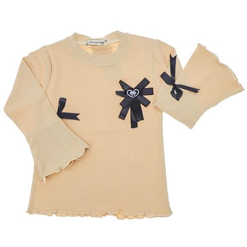 Almila 1775 Kız Çocuk Fitilli İspanyol Kol Fiyonklu Sweat 9-12 Yaş