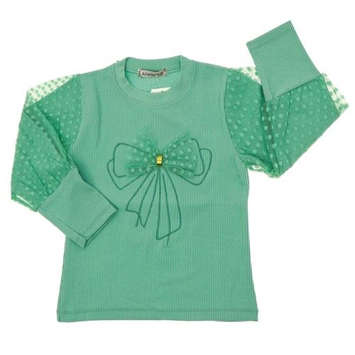 Almila 1812 Kız Çocuk Fitilli Kol Tüllü Fiyonk Sweat 5-8 Yaş