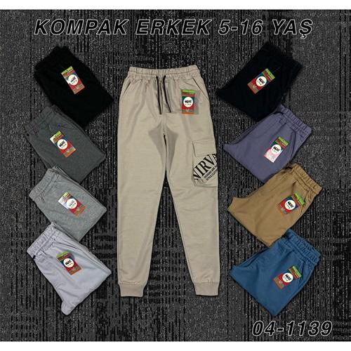 Uçar 1139-2 Erkek Çocuk Kompak Penye Nirvana Baskılı Sol Koruklu Kargo Cepli Paça Ribana Eşofman Alt 9-12 Yaş