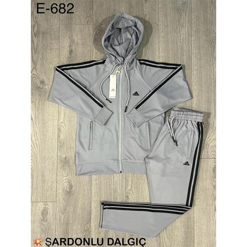 Are E-682 Erkek Dalgıç Adidas Nakışlı Kapşonlu Eşofman Takımı S-2 XL