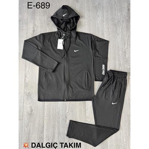 Are E-689 Erkek Dalgıç Nıke Baskılı Kapşonlu Şeritli Eşofman Takımı S-2 XL