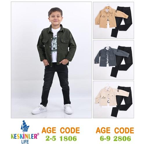 Keskinler Lıfe 1806 Erkek Çocuk F-01 Baskılı Orjinal Zara 3 Lü Takım 2-5 Yaş