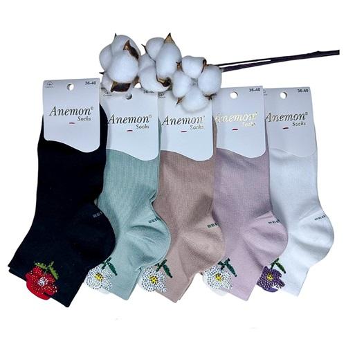 Anemon Kız Çocuk Dikişsiz Modal Likralı Taşlı Konç Patık Çorap