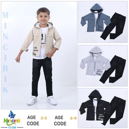 Mıncırık Kids 1112 Erkek Çocuk Who Are Baskılı 3 Lü Kapşonlu Ceketli Takım 2-5 Yaş
