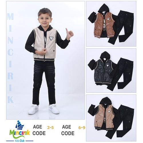 Mıncırık Kids 2115 Erkek Çocuk Yelekli 3 Lü Takım 6-9 Yaş