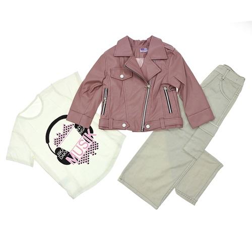 Keskinler Life KT1104 Kız Çocuk Deri Ceketi 3 Lü Takım 5-8 Yaş