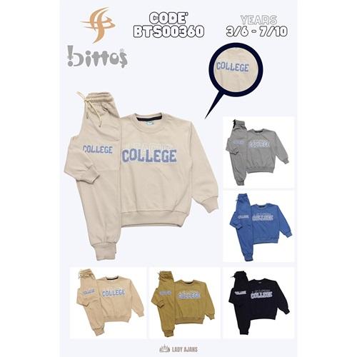 Bittoş Bts 0360 Erkek Çocuk 2 İp Süzine College Nakışlı Takım 7-10 Yaş