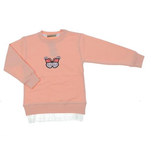 Almila 7029 Kız Çocuk 2 İp Kelebek Nakışlı Etek Ucu Dantelli Sweat 5-8 Yaş