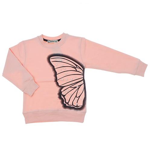 Almila 7029 Kız Çocuk 2 İp İncili Kelebek Baskılı Sweat 5-8 Yaş