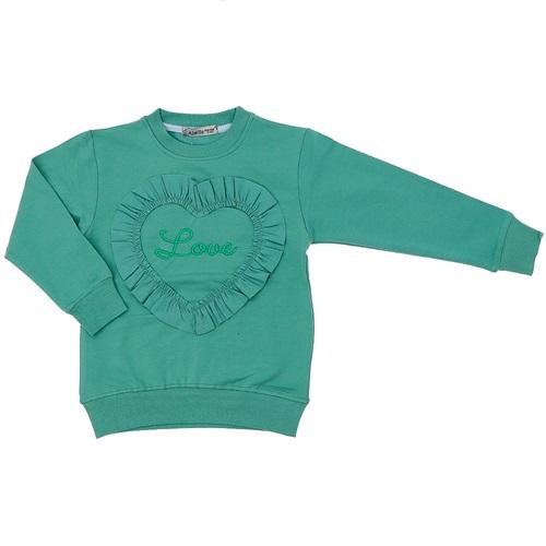 Almila 7029 Kız Çocuk 2 İp Kalp Love Nakışlı Sweat 9-12 Yaş