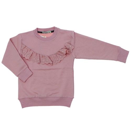 Almila 7029 Kız Çocuk 2 İp Önü Güpürlü Sweat 5-8 Yaş