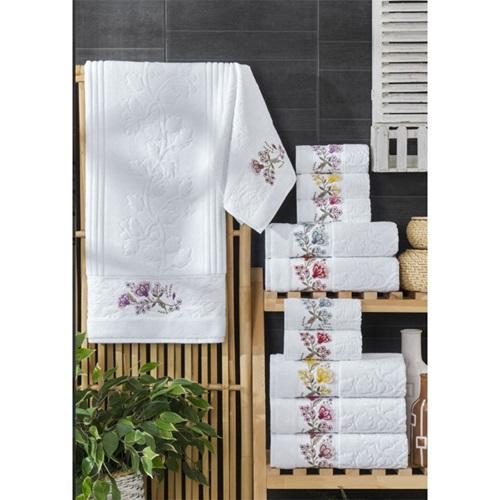 Durul 230 Kadife Açelya Nakışlı El Yüz Havlusu 50x90