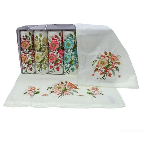 Orkidem 1019 Kadife Elişi 3 D Nakışlı Analı Kızlı Kutulu El Yüz Havlusu 50x90 30x50 Cm