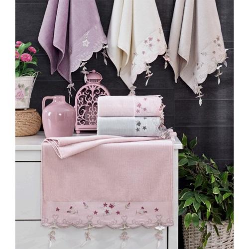 Orkidem 1009 Kadife Yonca Nakışlı Küpeli Mutfak Havlusu 30x50cm