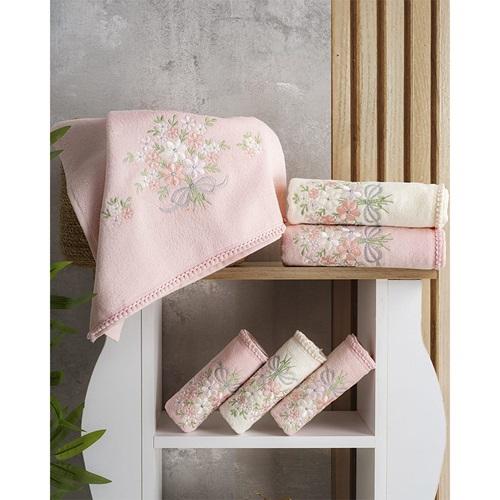 Hazangülü Kadife Mısra Kutulu Nakışlı Mutfak Havlusu 30X50 CM(6 Lı)