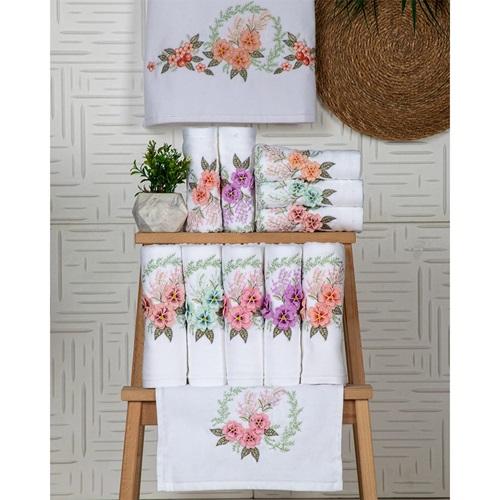 Hazangülü Kadife Peri Kutulu Nakışlı Mutfak Havlusu 30X50 CM(6 Lı)