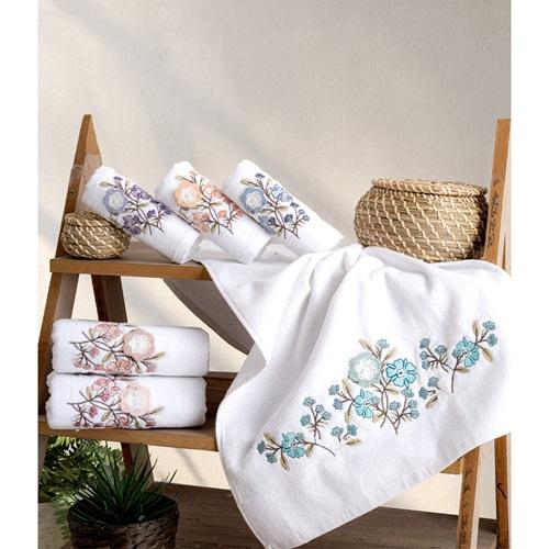 Hazangülü Kadife Sima Kutulu Nakışlı Mutfak Havlusu 30X50 CM(6 Lı)