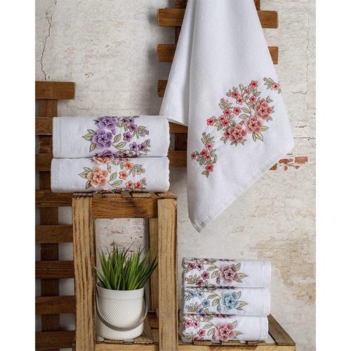 Hazangülü Kadife Beren Kutulu Nakışlı Mutfak Havlusu 30X50 CM(6 Lı)