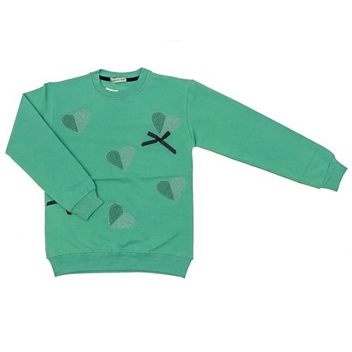 Almila 2062 Kız Çocuk 2 İp Taşlı Kalp Baskılı Sweat 13-16 Yaş