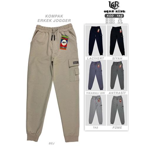 Uçar 1123-1 Erkek Çocuk Kompak Penye Submarıne Baskılı Sol Komando Cepli Paça Ribana Eşofman Alt 5-8 Yaş