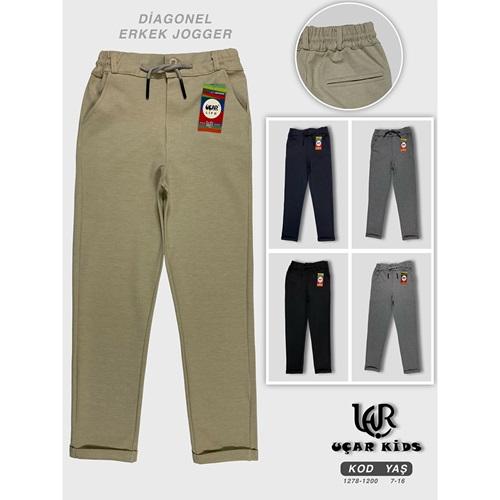 Uçar 1200-1 Erkek Çocuk Diagonel Duble Paça Arka Cepli Pantolon 7-11 Yaş
