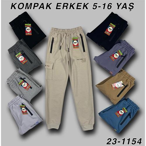 Uçar 1154-3 Erkek Çocuk Kompak Penye Cultere Pro On Baskılı Sağ Komando Cepli Fermuarlı Paça Ribana Eşofman Alt 13-16 Yaş