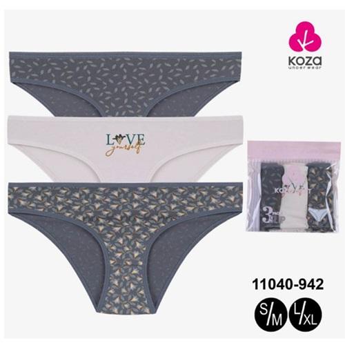 Koza 11040-942 Bayan Penye Desenli 3 Lü Bikini