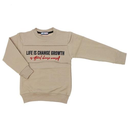 Furkan 8002 Erkek Çocuk Lıfe Is Change Growhth Enjeksiyon Baskılı 2 İp Yakalı Sweat 5-8 Yaş