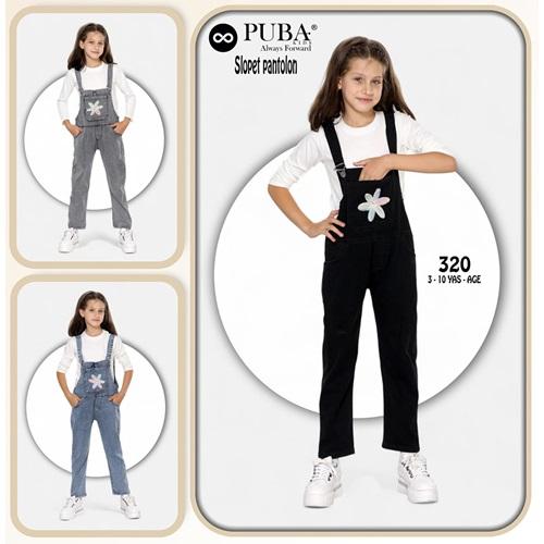 Puba 325-1 Kız Çocuk Blue Rock Bahçıvan Slopet Kot Tulum 3-6 Yaş