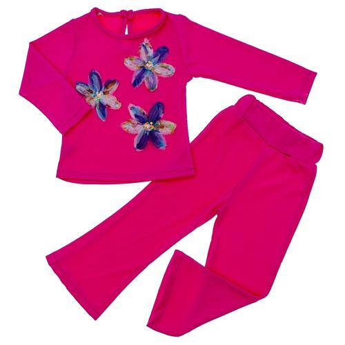 Pau Moda Kız Çocuk Fitilli Çiçekli Tayt Takım 3-7 Yaş