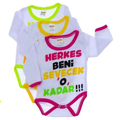 Msa 1323 Bebe Uzun Kol Baskılı Çıtçıtlı Badi 3-24 Ay