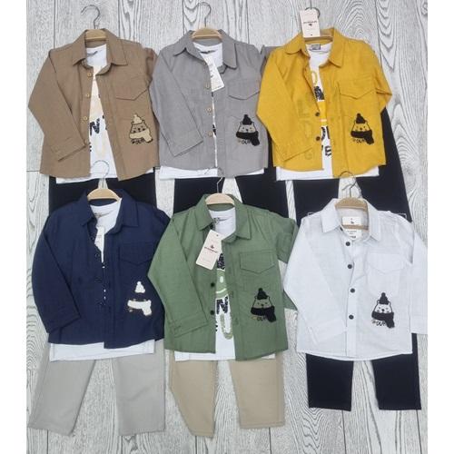 Keskinler Life 2798 Erkek Çocuk Süzine Nakışlı Gömlek 3 lü Takım 6-9 Yaş
