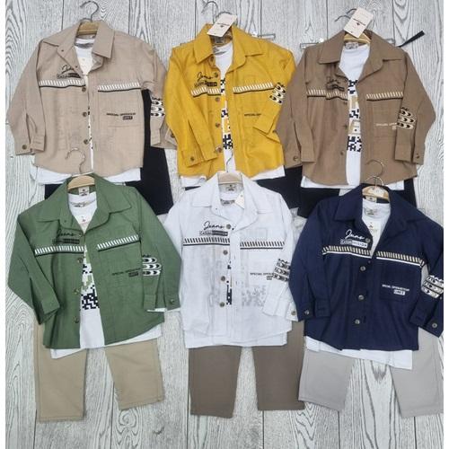 Keskinler Life 2793 Erkek Çocuk Zeans Baskılı Gömlek 3 lü Takım 6-9Yaş