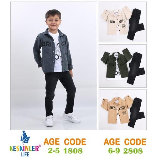 Keskinler Life 1808 Erkek Çocuk Brıght Baskılı Zara 3 lü Takım 2-5 Yaş
