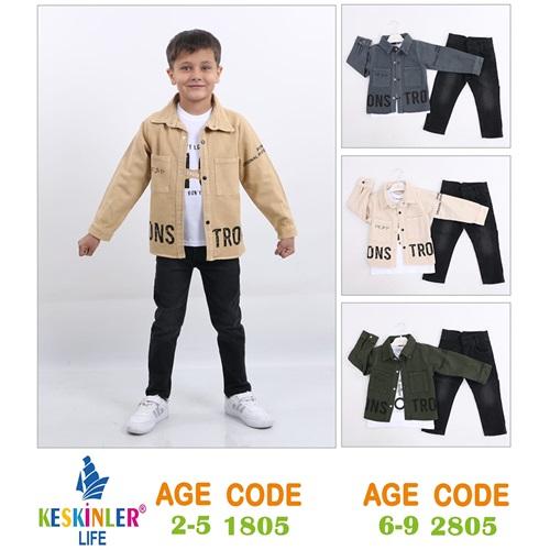 Keskinler Life 2805 Erkek Çocuk Constron Baskılı Zara 3 lü Takım 6-9 Yaş