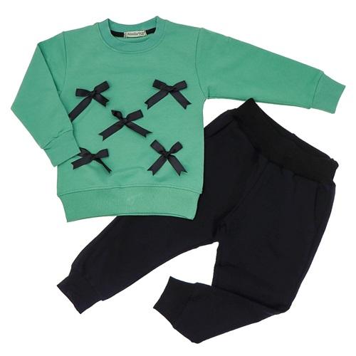 Almila 7012 Kız Çocuk Kompak Penye Kurdela Modelli 2 Li Takım 7-10 Yaş