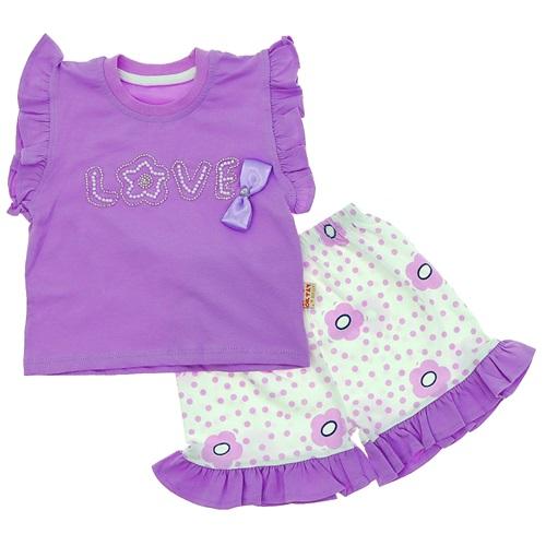 My Oktay 3412 Kız Bebe Penye İnci Love Nakışlı Şort 2 Li Takım 9-24 Ay