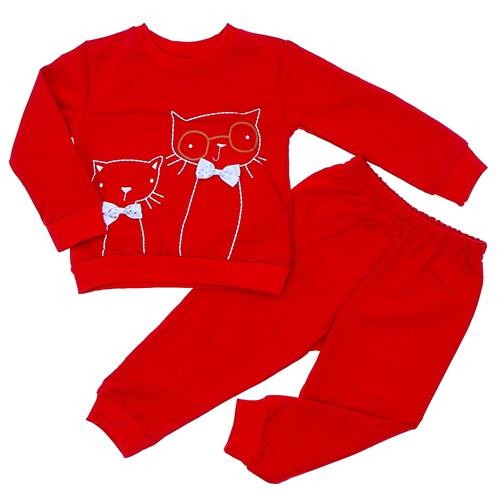 Erenbey 125 Kız Çocuk Kompak Penye Kedi Baskılı Takım 1-4 Yaş