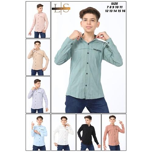 Özyıl Lıfe 6025 Erkek Çocuk Baskılı Düğmeli Keten Gömlek 7-11 Yaş