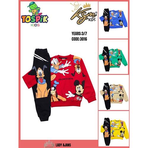 Tospik Erkek Çocuk Penye Disney Crew Baskılı Takım 3-7 Yaş