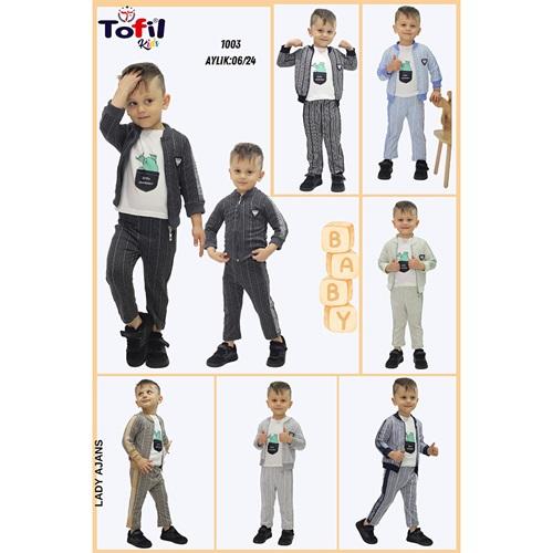 Tofil 1003 Erkek Çocuk Sıfır Yaka Fermuarlı 3 Lü Takım 6-24 Ay