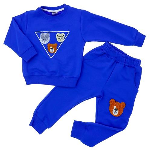 İbocan Erkek Çocuk Sevimli Hayvanlar Süzine Nakışlı Penye Takım 3-6 Yaş