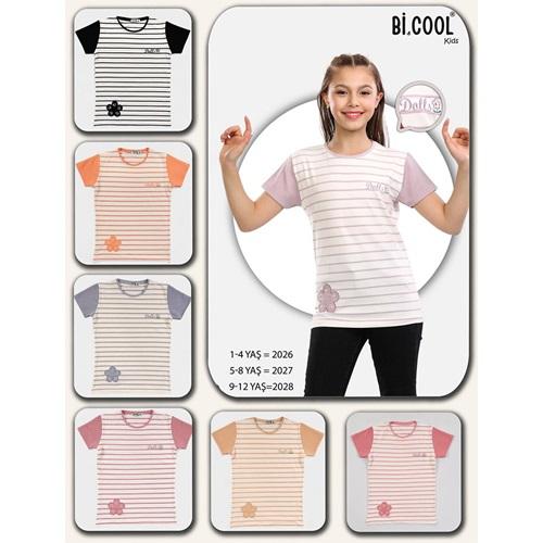 Bi Cool 2026 Kız Çocuk Penye Dolls Nakışlı Tişört 1-4 Yaş