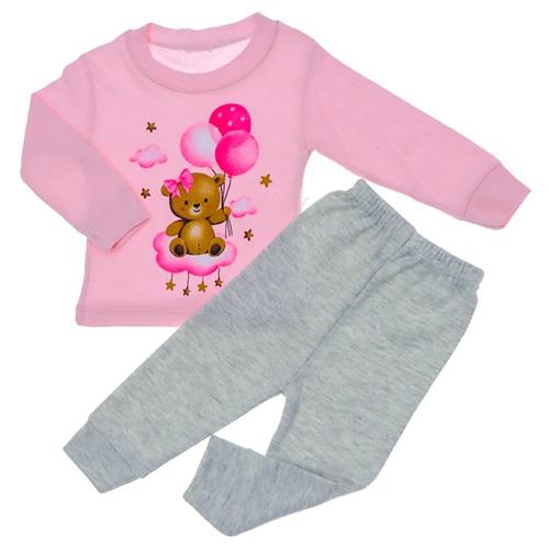 Emek Bebe Kız Bebe Penye Sevimli Ayıcık Baskılı Takım 3-12 Ay