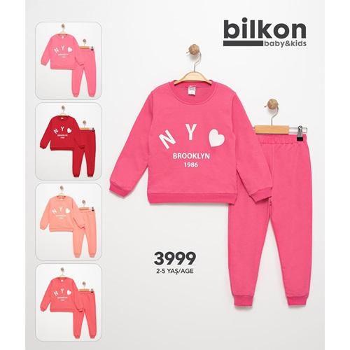 Bilkon Baby 3999 Kiz Çocuk 2İp Penye Brooklyn Baskılı 2 li Takım 2-5 Yaş