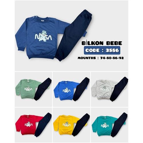 Bilkon Baby 3586 Erkek Bebe 2 İp Nasa Baskılı Takım 9-24 Ay