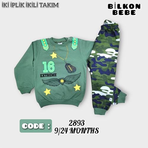 Bilkon Baby 2893 Erkek Bebe 2 İp Askeri Künye Baskılı Takım 9-24 Ay